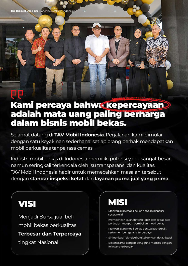 Kemitraan / Peluang Bisnis Showroom Mobil Second Berkualitas Tav Mobil