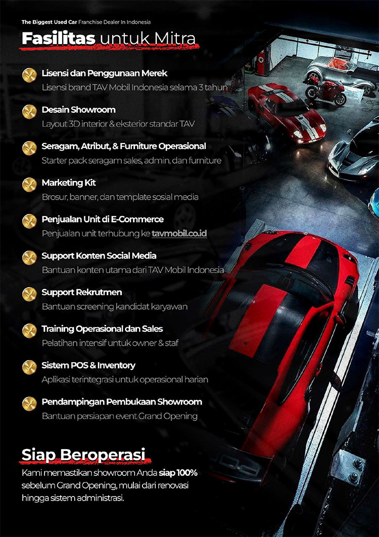 Kemitraan / Peluang Bisnis Showroom Mobil Second Berkualitas Tav Mobil