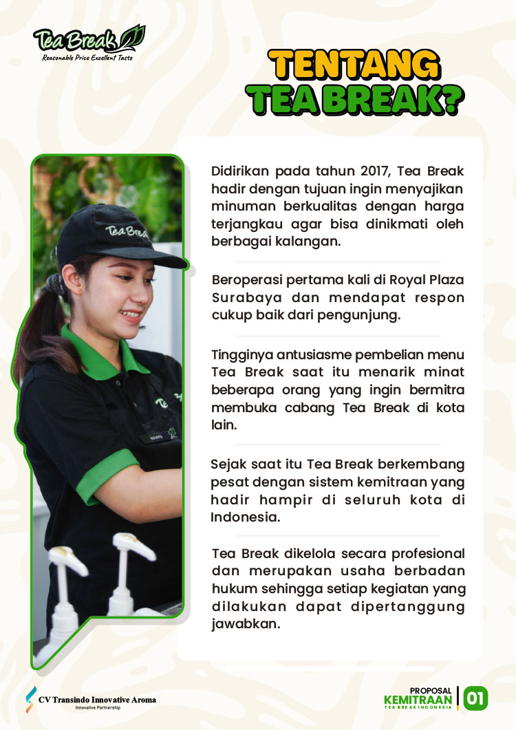 Kemitraan / Peluang Bisnis Minuman Kekinian, Teh, & Es Krim Keliling Tea Break