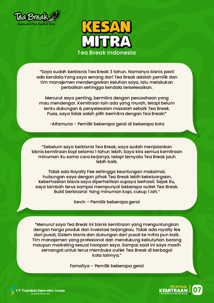 Kemitraan / Peluang Bisnis Minuman Kekinian, Teh, & Es Krim Keliling Tea Break
