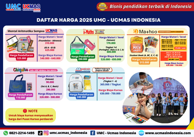Kemitraan / Peluang Bisnis Kursus Matematika & Mental Aritmatika Sempoa UCMAS
