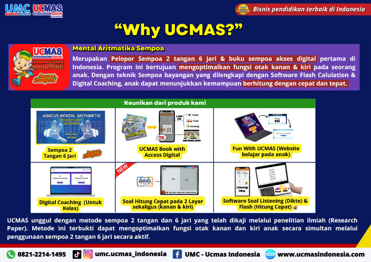 Kemitraan / Peluang Bisnis Kursus Matematika & Mental Aritmatika Sempoa UCMAS