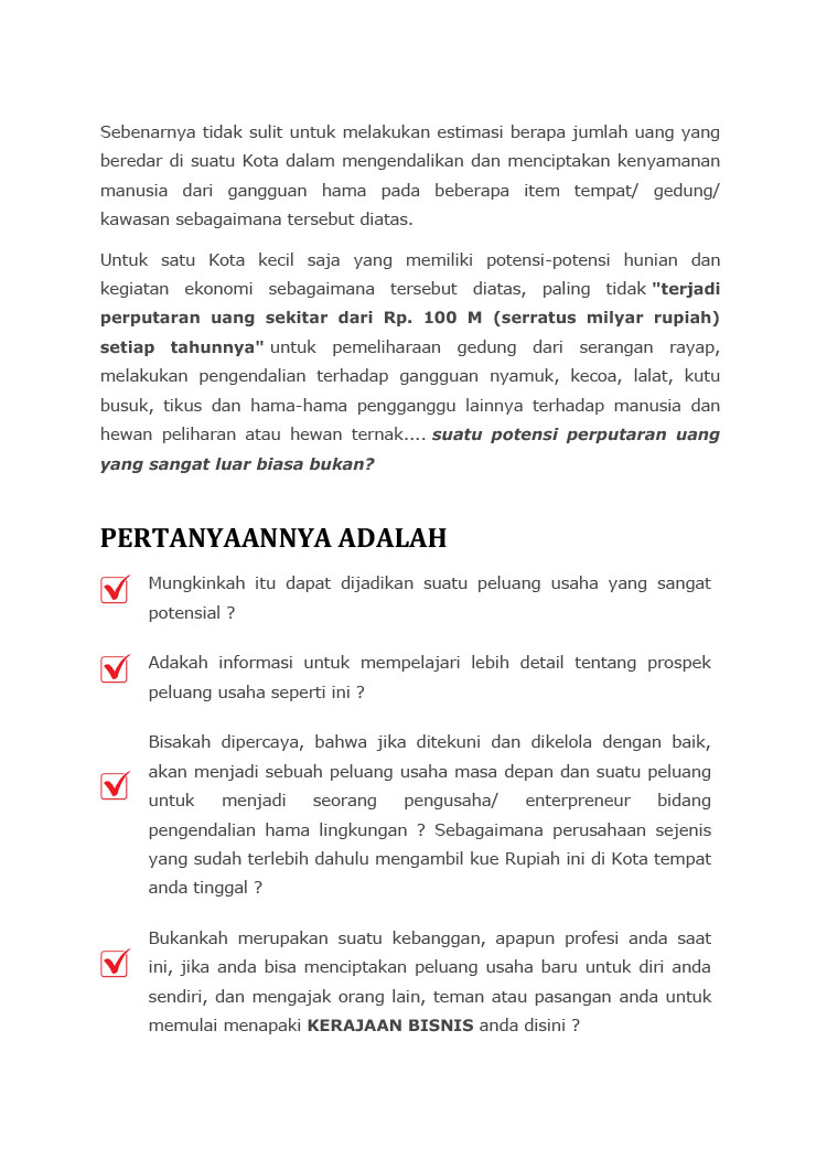 Kemitraan / Peluang Bisnis Jasa Pengendali Hama Pest Control VectoGreen Kemitraan / Peluang Bisnis Jasa Pengendali Hama Pest Control VectoGreen