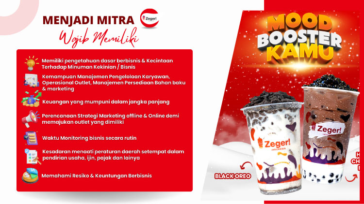 Franchise Peluang Bisnis Minuman Kekinian, Es Coklat, Soft Ice Cream, Boba & Chicken Wings Zeger! Indonesia