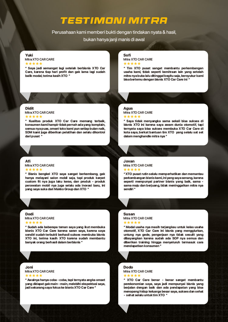 Kemitraan / Peluang Bisnis Auto Detailing Coating XTO Car Care