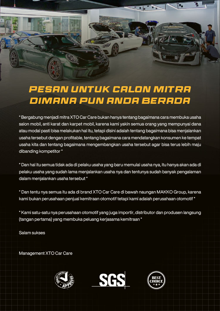 Kemitraan / Peluang Bisnis Auto Detailing Coating XTO Car Care