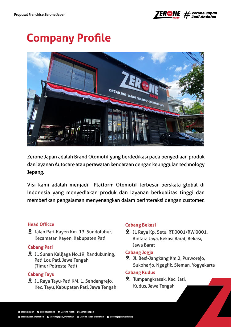 Kemitraan / Peluang Bisnis Perawatan Mobil Zerone Autocare & Garasi Kafe