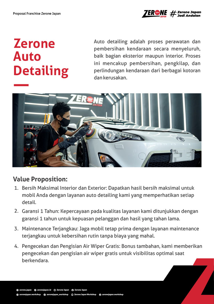 Kemitraan / Peluang Bisnis Perawatan Mobil Zerone Autocare & Garasi Kafe
