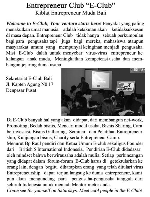 Entrepreneur Club E-Club - Kiblat Entrepreneur Muda Bali