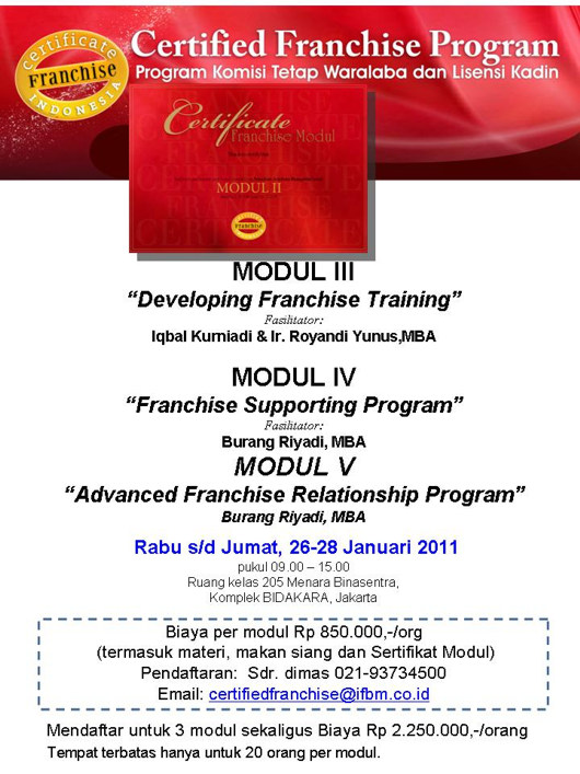 Certified Franchise Indonesia 2011
