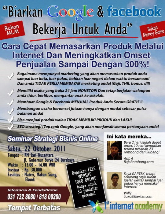 Biarkan Google & Facebook Bekerja Untuk Anda Seminar