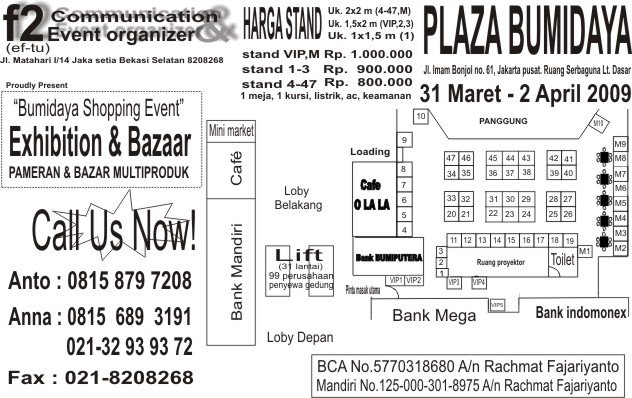 Layout Pameran & Harga Stand Plaza Bumidaya